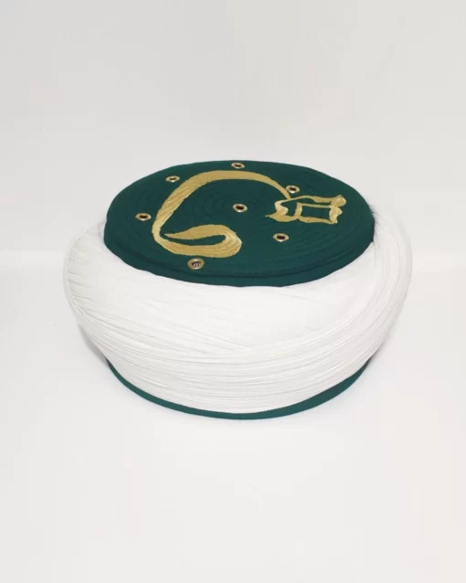 Vav Desenli Yesil Takkeye Beyaz Capraz Sarik S024 1 1